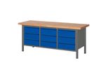 Stier HöHenverstellbare Werkbank Premium Mit 9 Schubladen Bxtxh 2000X700X840-1040Mm Anthrazitmetall / Ral 5010 (906201)