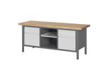Stier HöHenverstellbare Werkbank Premium Mit 2 Schubladen Und 2 FlüGeltüRen Bxtxh 2000X700X840-1040Mm (904790)