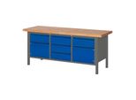 Stier HöHenverstellbare Werkbank Premium Mit 5 Schubladen Und 2 FlüGeltüRen Bxtxh 2000X700X840-1040Mm Anthrazitmetall / Ral 5010 (906195)
