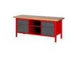 Stier HöHenverstellbare Werkbank Premium Mit 2 Schubladen Und 2 FlüGeltüRen Bxtxh 2000X700X840-1040Mm Ral 3000 / Anthrazitmetallic (906191)