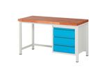 Stier HöHenverstellbare Werkbank Premium Mit 3 Schubladen Bxtxh 1500X700X840-1040Mm Ral 7035 / Ral 5012 (906172)