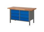 Stier HöHenverstellbare Werkbank Premium Mit 6 Schubladen Bxtxh 1500X700X840-1040Mm Anthrazitmetall / RAL 5010 (906186)