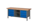Stier HöHenverstellbare Werkbank Premium Mit 6 Schubladen Und Einem Offenen Fach Bxtxh 2000X700X840-1040Mm Anthrazitmetall / Ral 5010 (906192)