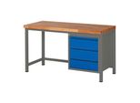 Stier HöHenverstellbare Werkbank Premium Mit 3 Schubladen Bxtxh 1500X700X840-1040Mm Anthrazitmetall / Ral 5010 (906171)