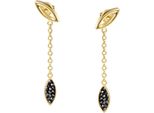 Paar Ohrstecker Firetti "Schmuck Geschenk Edelstahl Ohrschmuck Ohrringe Oval Drop", Schwarz (Gelbgoldfarben, Schwarz, Schwarz), Ohrringe, Damen, Edelstahl, Mit Zirkonia (Synth.)