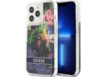 Guess Guhcp13Llflsb Custodia Rigida Per Iphone 13 Pro / 136,1 Niebieski/Blu Fiore Liquido Glitterato