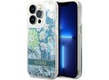 Guess Guhcp14Llflsn Custodia Rigida Per Iphone 14 Pro 6.1 Verde/Verde Flower Liquid Glitter