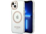 Guess Guhmp14Shtrmd Iphone 14 / 15 / 13 6.1 ZłOty/Oro Custodia Rigida In Metallo Con Profilo Magsafe