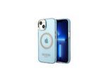 Guess Guhmp13Mhtcmb Custodia Rigida Per Iphone 13 / 14 / 15 6.1 Niebieski/Blu Profilo Oro Traslucido Magsafe