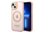 Guess Guhmp14Mhtcmp Custodia Rigida Per Iphone 14 Plus / 15 Plus 6.7 RóżOwy/Pink Profilo Oro Traslucido Magsafe