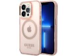 Guess Guhmp14Xhtcmp Custodia Rigida Per Iphone 14 Pro Max 6,7 RóżOwy/Rosa Profilo Oro Traslucido Magsafe