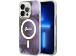 Guess Guhmp14Lhtmrsu Custodia Rigida Per Iphone 14 Pro 6.1Purpurowy/Purple Golden Marble Magsafe