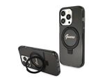 Guess Guhmp15Lhrsgsk Iphone 15 Pro 6.1 Czarny/Nero Custodia Rigida Ad Anello Script Glitter Magsafe