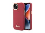 Guess Guhcp15Ssmbslm Iphone 15 / 14 / 13 6.1 Magenta Custodia Rigida In Silicone Script Metal Logo & Frame
