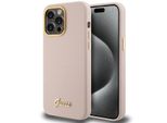 Guess Guhcp15Lsmbslp Iphone 15 Pro 6.1 RóżOwy/Pink Custodia Rigida In Silicone Script Metal Logo & Frame