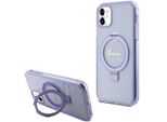 Guess Guhmn61Hrsgsu Iphone 11 / Xr 6.1 Fioletowy/Purple Custodia Rigida Anello Stand Script Glitter Magsafe