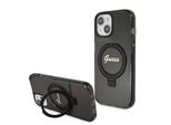 Guess Guhmp15Shrsgsk Iphone 15 / 14 / 13 6.1 Czarny/Nero Custodia Rigida Ad Anello Stand Script Glitter Magsafe
