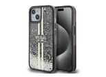 Guess Guhcp15Slfcsegk Custodia Rigida Per Iphone 15 / 14 / 13 6.1 Czarny/Nero Liquid Glitter Gold Stripes