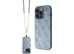 Guess Guhcp15Lp4Tdscpb Custodia Rigida Per Iphone 15 Pro 6.1 Niebieski/Blu Crossbody 4G Logo In Metallo