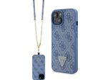 Guess Guhcp15Sp4Tdscpb Iphone 15 / 14 / 13 6.1 Niebieski/Blu Custodia Rigida Crossbody 4G Logo In Metallo