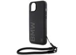 Bmw Bmhcp15S23Rmrlk Iphone 15 / 14 / 13 6.1 Czarny/Nero Custodia Rigida In Pelle Firma Wordmark Cavo