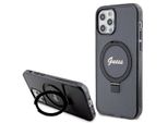 Guess Guhmp12Mhrsgsk Iphone 12/12 Pro 6.1 Czarny/Nero Custodia Rigida Anello Stand Script Glitter Magsafe