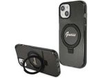 Guess Guhmp13Mhrsgsk Iphone 13 / 14 / 15 6.1 Czarny/Nero Custodia Rigida Ad Anello Stand Script Glitter Magsafe