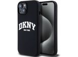 Dkny Dkhmp15Ssnyach Iphone 15 / 14 / 136.1 Czarny / Nero Custodia Rigida In Silicone Liquido Bianco Logo Stampato Magsafe
