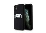 Dkny Dkhmn61Snyach Iphone 11 / Xr 6.1Czarny/Nero Custodia Rigida In Silicone Liquido Bianco Logo Stampato Magsafe