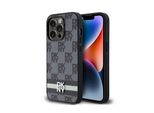 Dkny Dkhcp14Lpcptssk Custodia Rigida Per Iphone 14 Pro6.1 Czarny/Nero In Pelle Con Motivo Mono A Scacchi E Strisce Stampate