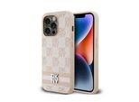Dkny Dkhcp14Lpcptssp Custodia Rigida Per Iphone 14 Pro6.1 RóżOwy/Rosa In Pelle Con Motivo Mono A Scacchi E Strisce Stampate