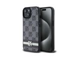 Dkny Dkhcp14Spcptssk Custodia Rigida Per Iphone 14 / 15 / 136.1 Czarny/Nero In Pelle Con Motivo Mono A Scacchi E Strisce Stampate