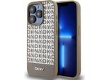 Dkny Dkhmp15Lpsospw Iphone 15 Pro6.1 BrąZowy/Brown Custodia Rigida In Pelle Con Motivo Stampato Logo In Metallo Magsafe