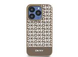 Dkny Dkhmp15Spsospw Iphone 15 / 14 / 136.1 BrąZowy/Brown Custodia Rigida In Pelle Con Motivo Stampato Logo In Metallo Magsafe