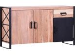 Sideboard Gutmann Factory "Downtown", Schwarz (Natur, Schwarz), B:150Cm H:82Cm T:50Cm, Massivholz, Sideboards, Sideboard, Kommode Aus Massivem Akazienholz Mit Metallrahmen, Breite 150 Cm