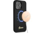 Guess Guhmp13Xlslmgbk Iphone 13 Pro Max6,7 Nero/Czarny Custodia Rigida In Silicone Script Gold Logo Magsafe