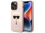 Karl Lagerfeld Klhmp14Lslkhlp Custodia Rigida Per Iphone 14 Pro 6.1 Rosa Chiaro/Silicone Rosa Chiaro Karl's Head Magsafe