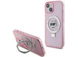 Karl Lagerfeld Klhmp15Shmrschp Iphone 15 / 14 / 13 6.1 RóżOwy/Pink Custodia Rigida Anello Stand Choupette Testa Magsafe