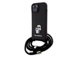 Karl Lagerfeld Klhcp15Ssakcpsk Custodia Rigida Per Iphone 15 / 14 / 13 6.1 Czarny/Black Crossbody Saffiano Metal Pin Karl & Choupette