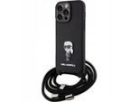 Karl Lagerfeld Klhcp15Xsasknpsk Custodia Rigida Per Iphone 15 Pro Max 6.7 Czarny/Black Crossbody Saffiano Monogram Metal Pin Karl & Choupette