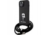 Karl Lagerfeld Klhcp15Sasknpsk Custodia Rigida Per Iphone 15 / 14 / 13 6.1 Czarny/Black Crossbody Saffiano Monogram Metal Pin Karl & Choupette