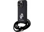Karl Lagerfeld Klhcp15Lsakcpsk Custodia Rigida Per Iphone 15 Pro 6.1 Czarny/Nero Crossbody Saffiano Metal Pin Karl & Choupette