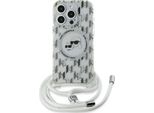 Karl Lagerfeld Klhmp15Lhckcklct Iphone15 Pro 6.1 Transparent Hardcase Iml Crossbody Monogram Karl & Choupette Head Magsafe