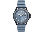 Quarzuhr EMPORIO ARMANI, blau, Armbanduhren, Herren, Armbanduhr, Damenuhr, Herrenuhr, Silikonarmband, analog, Tag