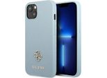 Guess Guhcp13Mps4Mb Custodia Rigida Per Iphone 13 / 14 / 15 6.1 Blu/Blu Saffiano 4G Logo In Metallo Piccolo
