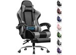 Gtplayer Sedia Da Gioco Con Poggiapiedi E Cuscino Lombare Massaggiante Sedia Da Ufficio Sedia Da Gioco Sedia Da Gioco Ergonomica Con Braccioli Di Collegamento, Caricabile Fino A 150 Kg Grigio