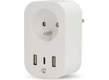 Nedis, Presa Wlan Tipo E 3680W Con USB-A/USB-C E Amperometro, Bianco
