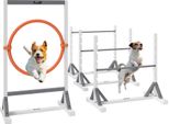 Pawhut Set Agilità Cani 4 Pezzi Per L'addestramento Dei Cani Set Di Ostacoli Con Ostacoli Regolabili In Altezza Pneumatici Accessori Per L'addestramento Coordinazione Set Agilità Per L'addestramento Dei Giochi