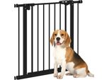 Cancelletto Di Sicurezza Per Cani Pawhut, Cancelletto A Barriera, 74-80 Cm, Cancelletto Di Sicurezza Per Scale Per Animali Domestici, Cancelletto Di Sicurezza Senza Foratura, Metallo, Plastica, Nero