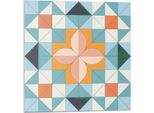Motivo Geometrico Con Fiore - Piastrelle Autoadesive - Rivestimento - Pannello Murale - Piastrelle In Pvc - Piastrelle In Vinile - Piastrelle In Pcv - Autoadesivo - Decorazione Murale - 20 Pezzi 20 X 20 Cm